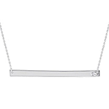 Engravable silver bar necklace with delicate chain, personalized jewelry
