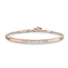 Engravable rose gold bracelet with personalized message bar
