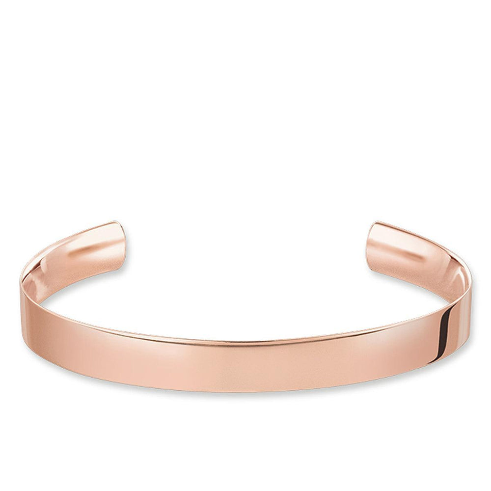Rose gold cuff bracelet, ready for engraving, simple design.

