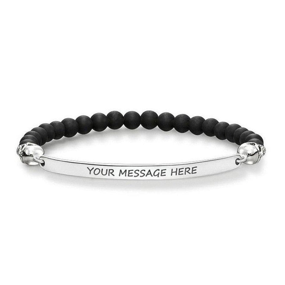 Engravable Id Bracelet with Skulls