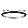 Engravable macrame bracelet with black cord and silver plate
