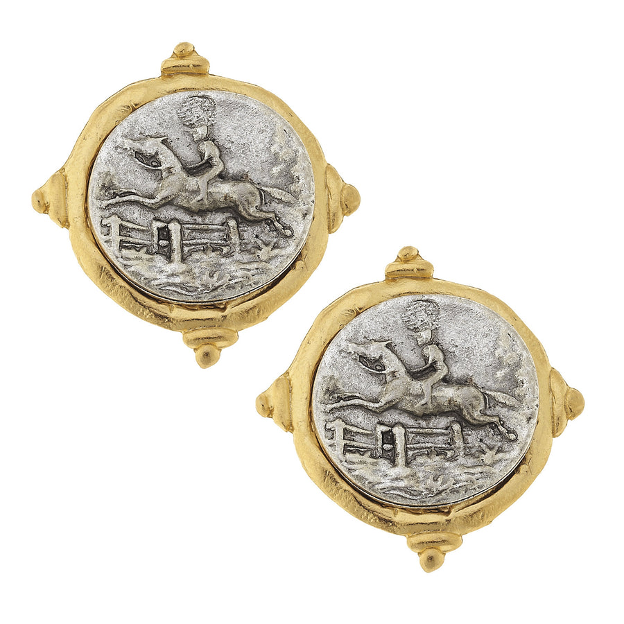 Equestrain Intaglio Stud Earrings-Susan Shaw-Swag Designer Jewelry