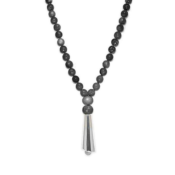 Faceted Onyx Necklace with Silver Drop