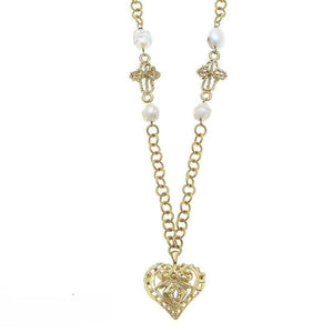 Filigree Heart Pendant Necklace-Susan Shaw-Swag Designer Jewelry