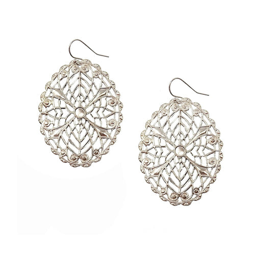 Fillagree Earrings in Silver-Susan Shaw-Swag Designer Jewelry