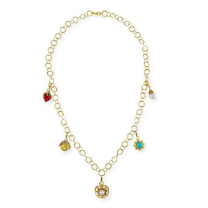 Five Multi Charm Link Necklace-Jose Maria Barrera-Swag Designer Jewelry