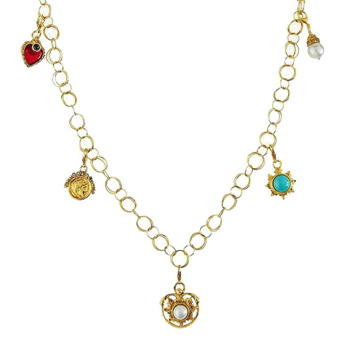 Five Multi Charm Link Necklace-Jose Maria Barrera-Swag Designer Jewelry