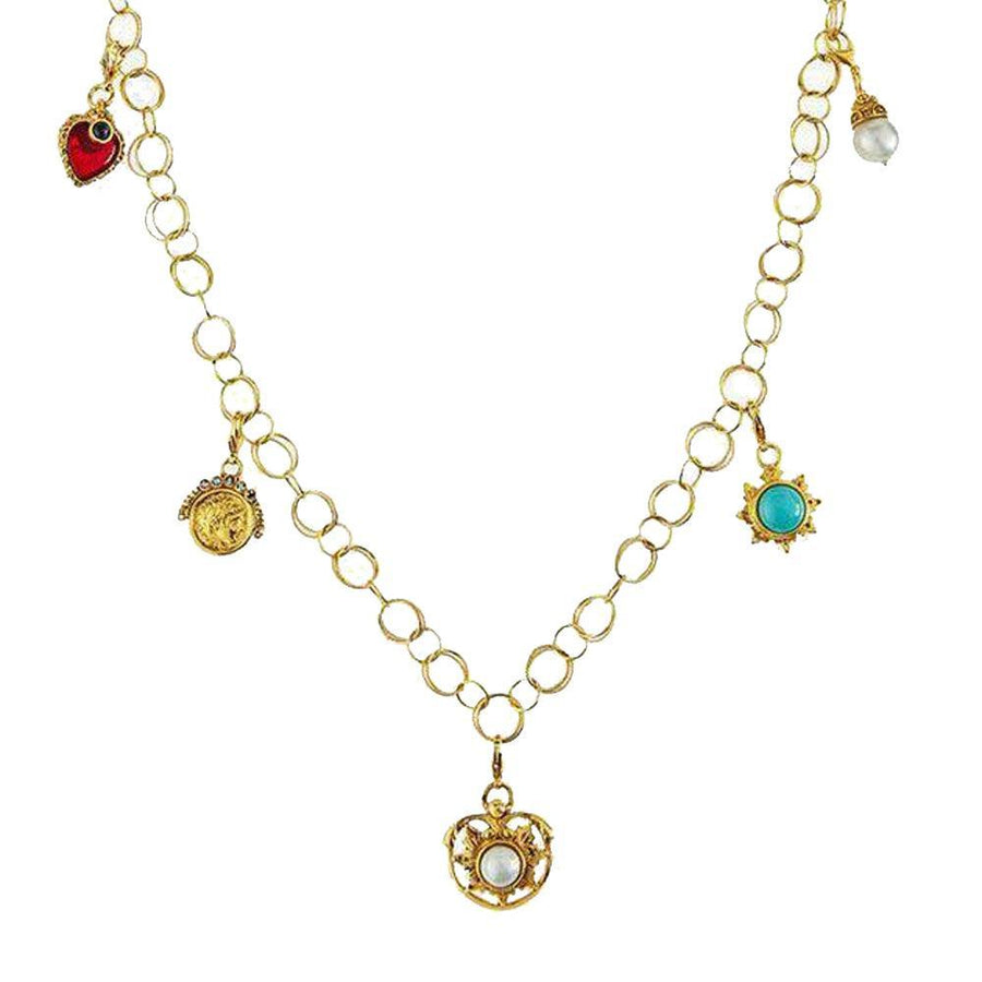 Five Multi Charm Link Necklace-Jose Maria Barrera-Swag Designer Jewelry