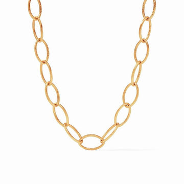 Gold Fleur-de-Lis hammered oval link necklace

