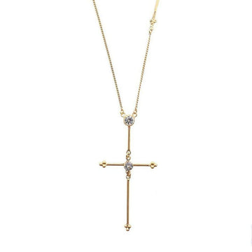 Gold Garland Cross necklace with sparkling cubic zirconia accents.
