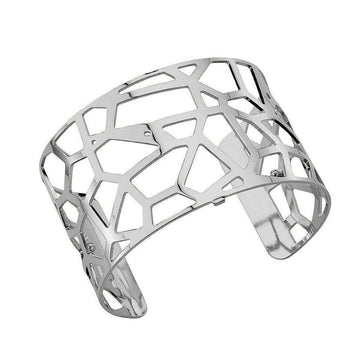 Silver Girafe 40mm cuff bracelet with geometric cut-out design.
