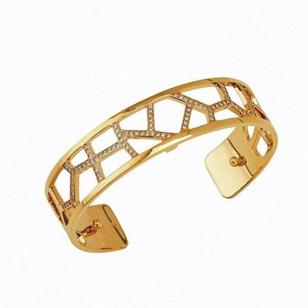 Girafe Precious 14mm gold cuff bracelet with diamond-like accents.
