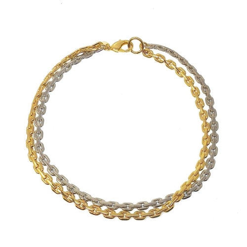Gold And Silver Link Double Chain Necklace-Janis Savitt-Swag Designer Jewelry