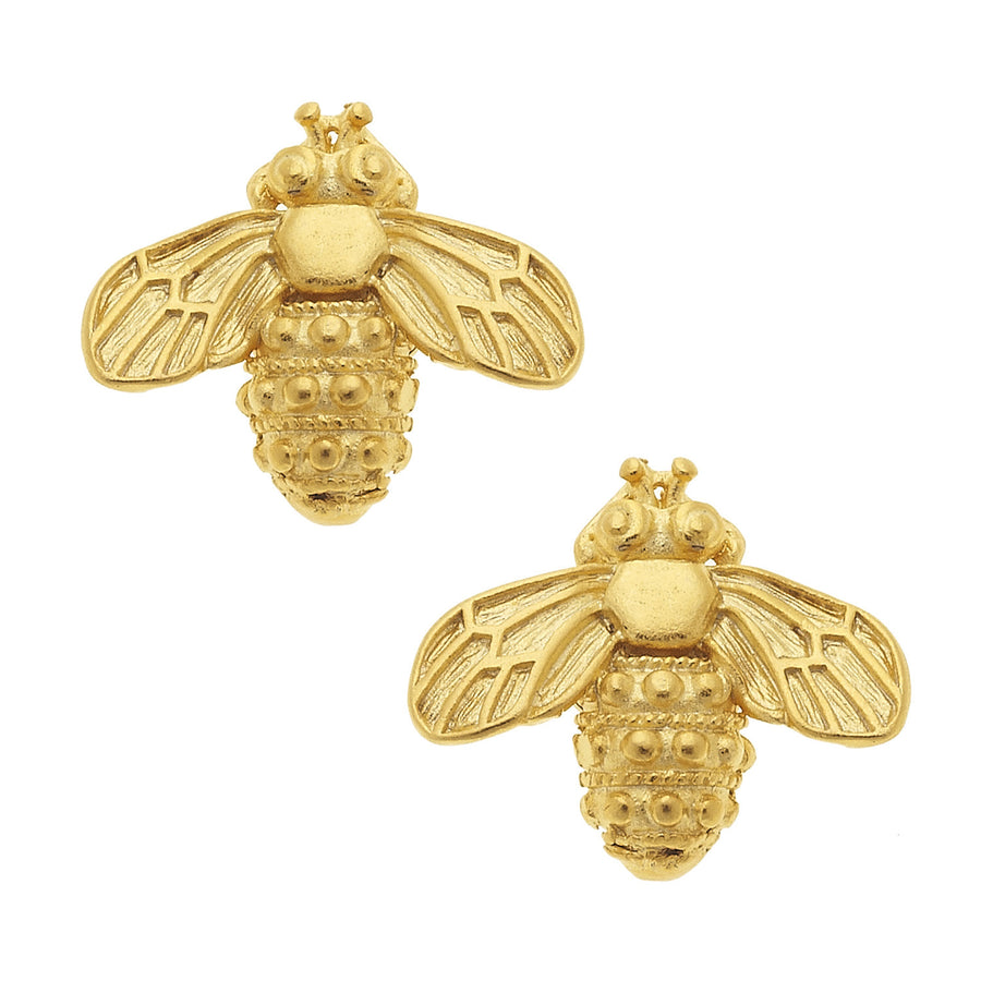 Gold Bee Stud Earrings-Susan Shaw-Swag Designer Jewelry