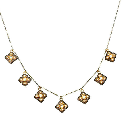 Gold Dangling Quatrafoil Necklace-Bijou Amani-Swag Designer Jewelry