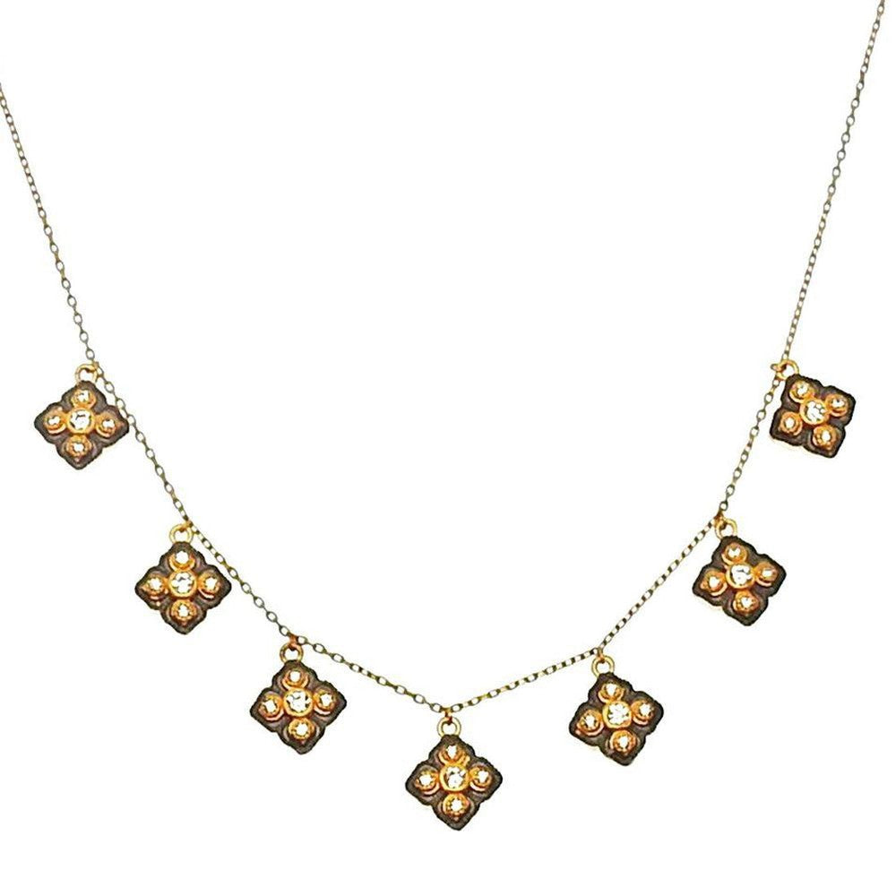 Gold Dangling Quatrafoil Necklace-Bijou Amani-Swag Designer Jewelry