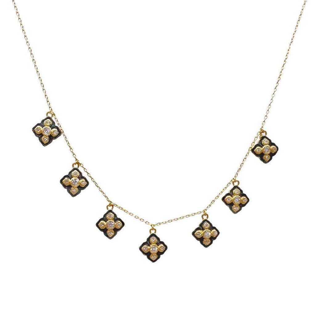 Gold Dangling Quatrafoil Necklace-Bijou Amani-Swag Designer Jewelry