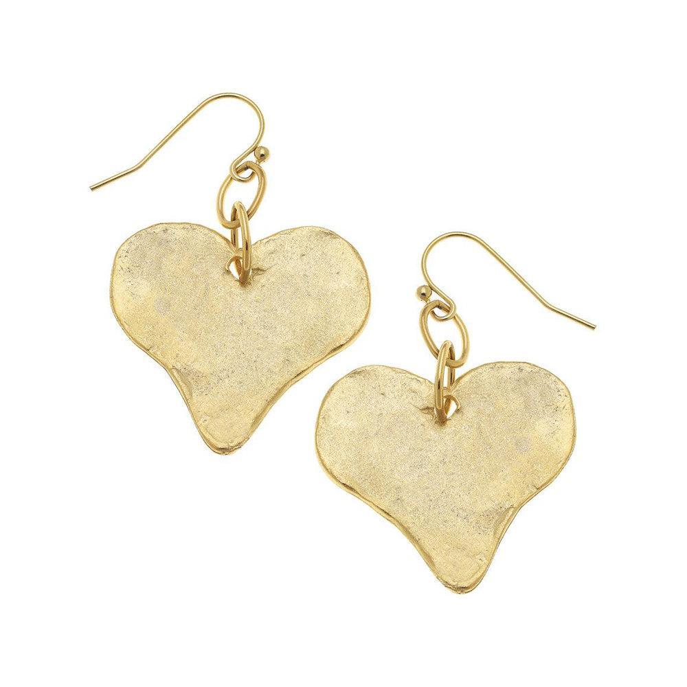 Gold Heart Dangle Earrings-Susan Shaw-Swag Designer Jewelry