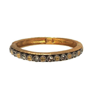 Gold Hinged Bangle Bracelet with Crystals-Tat2 Designs-Swag Designer Jewelry