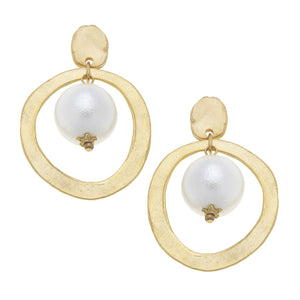 Gold Hoop with Cotton Pearl-Susan Shaw-Swag Designer Jewelry