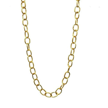 Gold link chain necklace, textured gold finish
