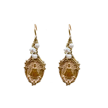 Gold Medal Dangles with Pearl Accents-Andrea Barnett-Swag Designer Jewelry