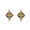 Gold Vermeil hoop earrings with black enamel & sparkling cubic zirconia accents.
