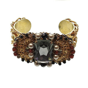 Gold and Black Cuff-Miriam Haskell-Swag Designer Jewelry