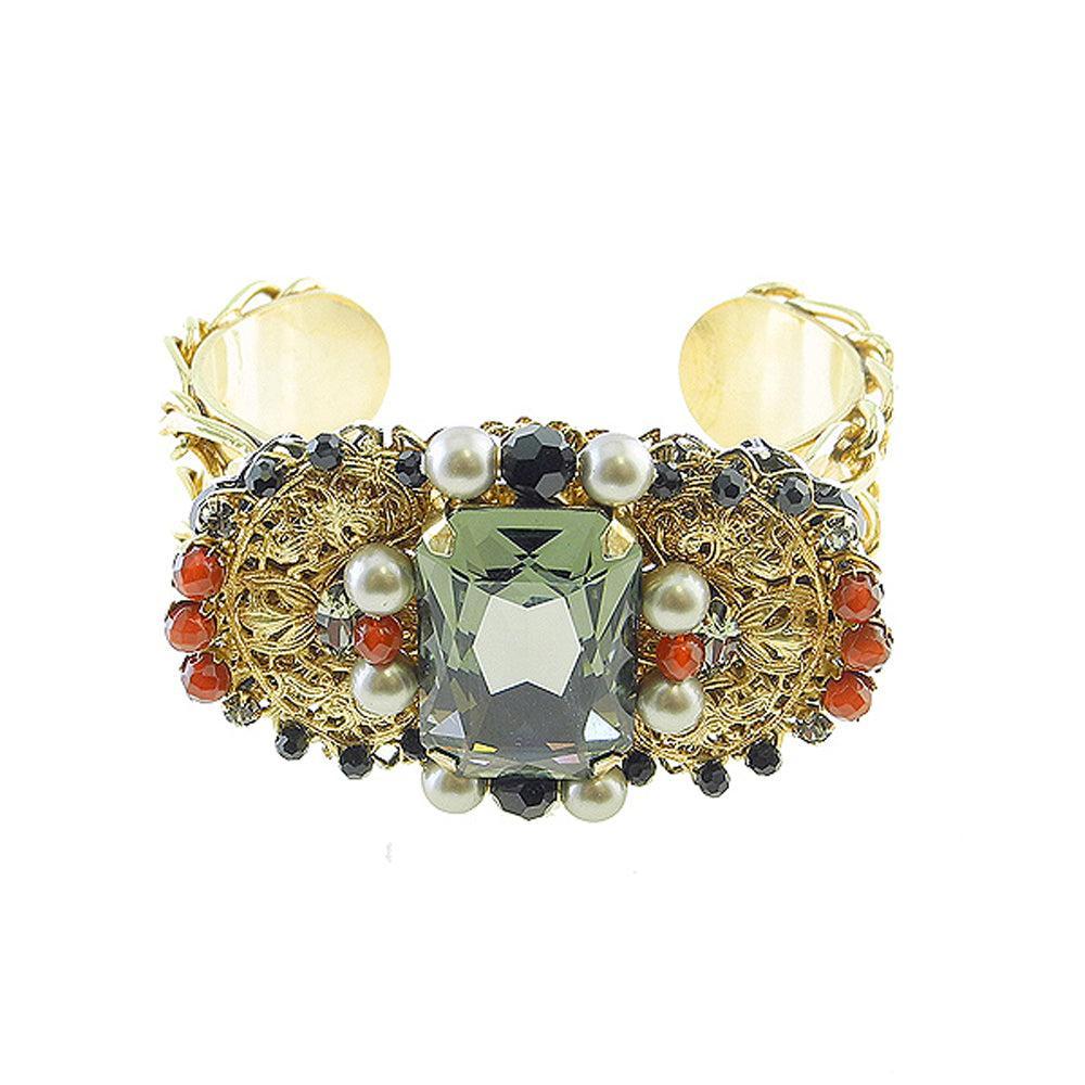 Gold and Black Cuff-Miriam Haskell-Swag Designer Jewelry