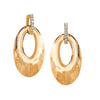 Golden Shadow oval drop earrings with champagne crystal and diamond accents.
