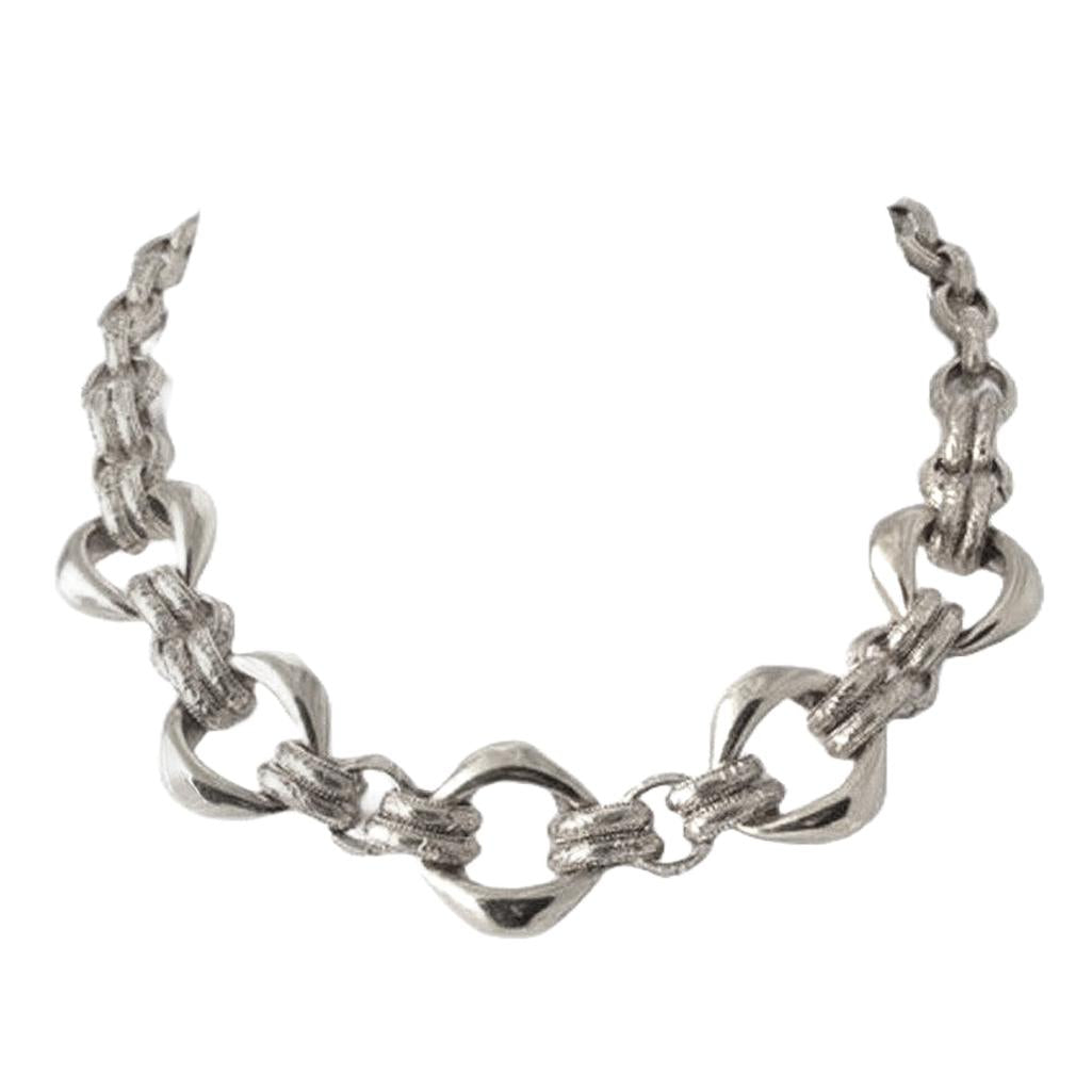Graduated link necklace in Silver-Jose Maria Barrera-Swag Designer Jewelry
