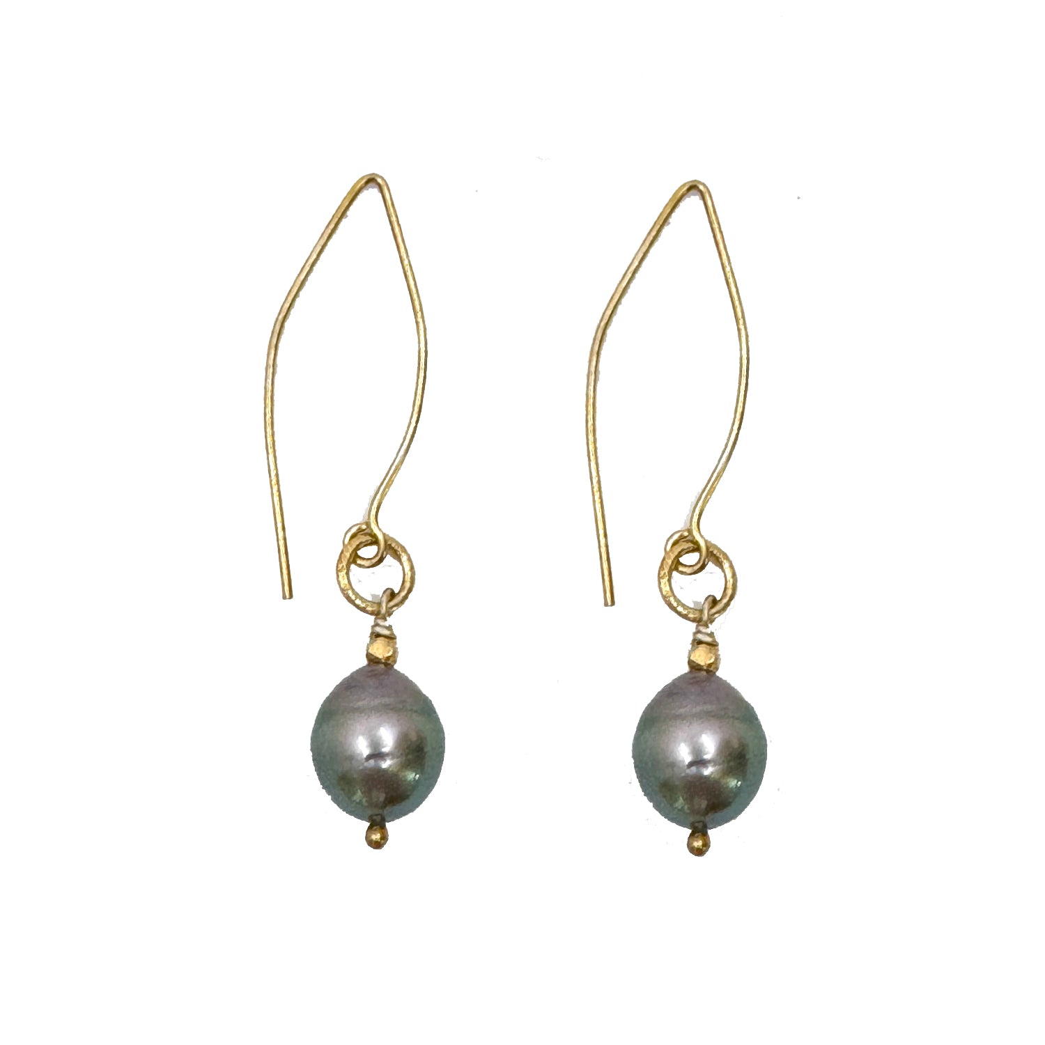 Gray Pearl Earrings on Wire-Robindira Unsworth-Swag Designer Jewelry