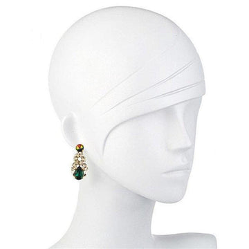 Elegant teardrop earrings featuring a dazzling green crystal and clear stones.
