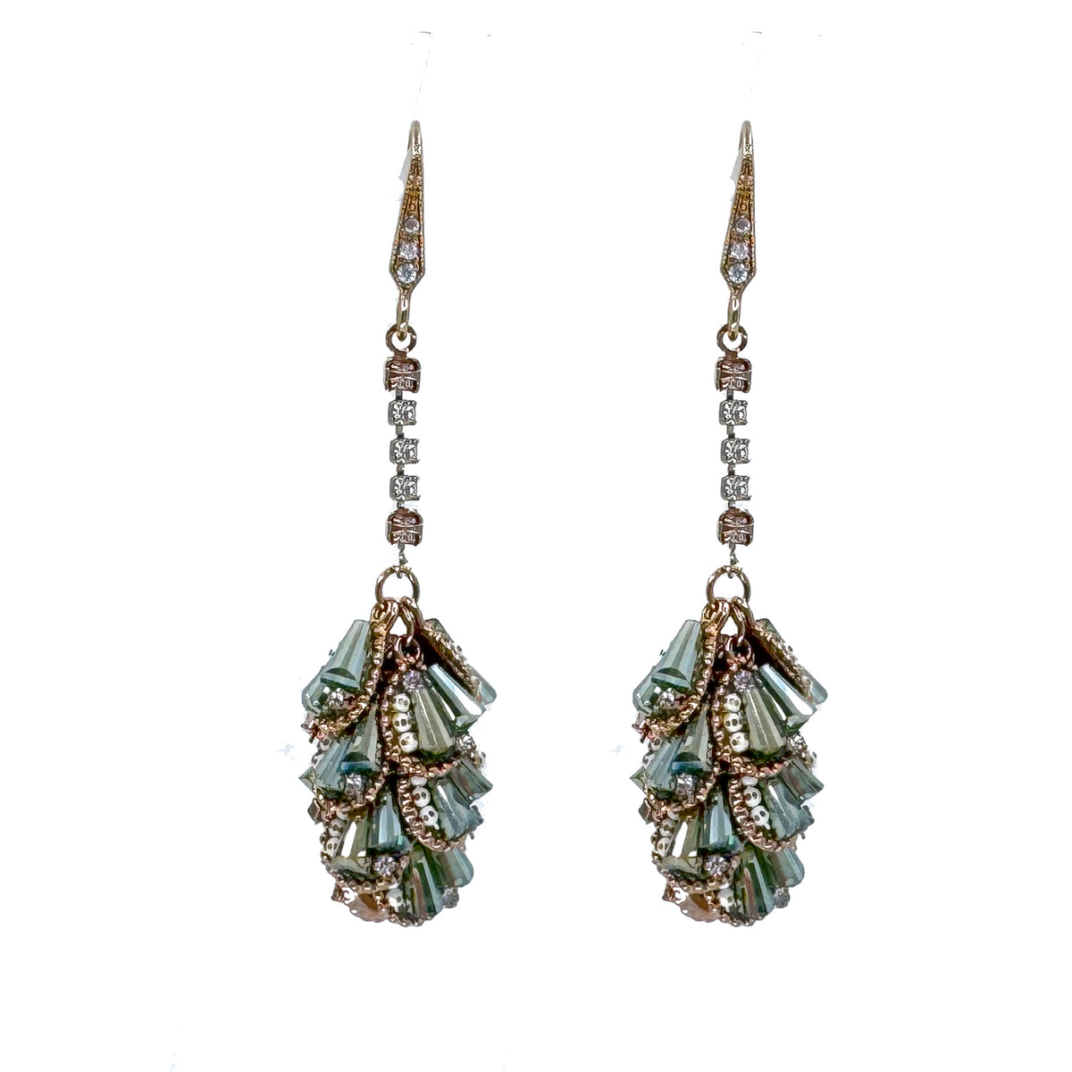 Green Crystal Earrings-Theia Jewelry-Swag Designer Jewelry