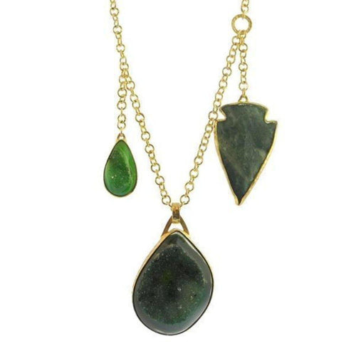 Green Drusy, Arrowhead Agate Necklace-Heather Benjamin Jewelry-Swag Designer Jewelry