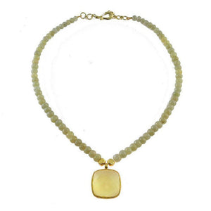 Grey Sapphire and Lemon Quartz Necklace-Vasant-Swag Designer Jewelry