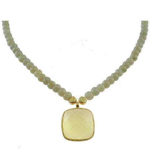 Grey Sapphire and Lemon Quartz Necklace-Vasant-Swag Designer Jewelry