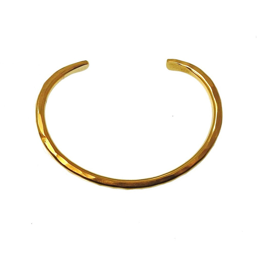 Gold hammered cuff bracelet, simple design
