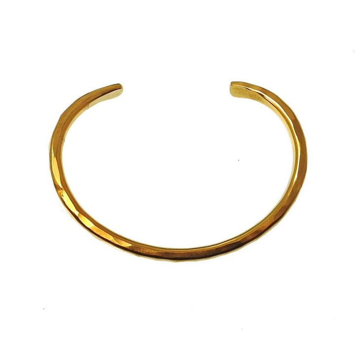 Gold hammered cuff bracelet, simple design
