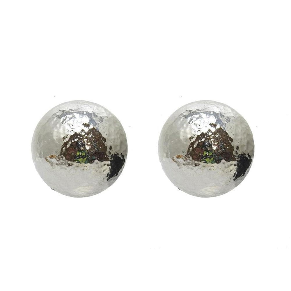 Hammered Silver Button Clip Earrings-Jose Maria Barrera-Swag Designer Jewelry