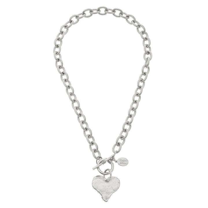 Hand Cast Silver Heart Toggle Necklace-Susan Shaw-Swag Designer Jewelry