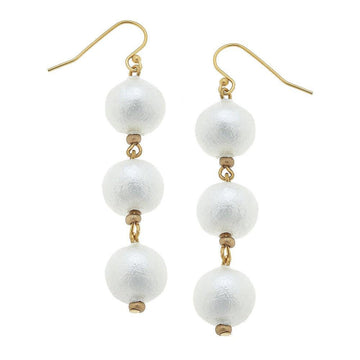 Handcast Gold Cotton Pearl Drop Earrings: Elegant white pearl and gold drop earrings.
