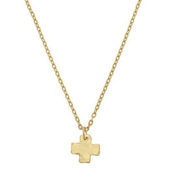 Handcast gold cross necklace with delicate chain
