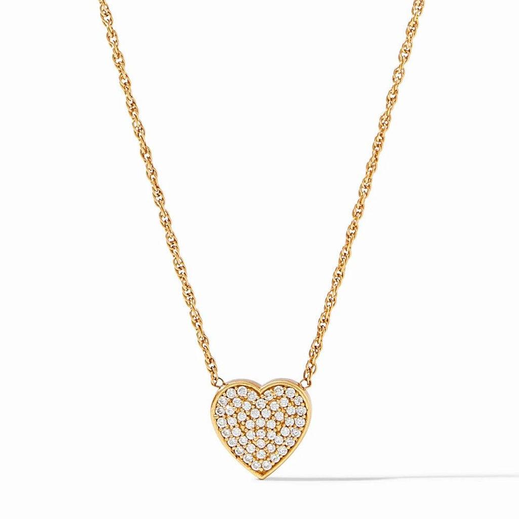 Gold Heart Pave Delicate Necklace with sparkling diamonds
