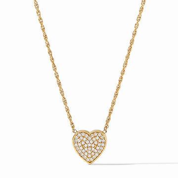 Gold Heart Pave Delicate Necklace with sparkling diamonds
