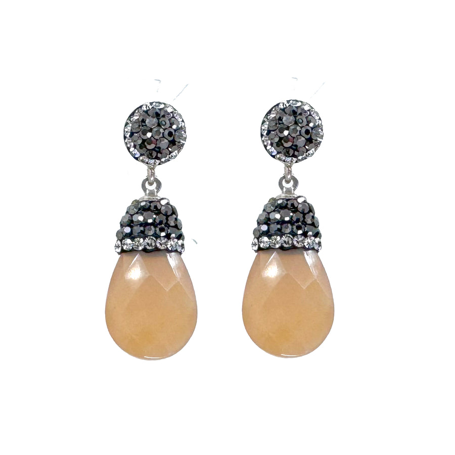 Hematite Crystal Drop Earrings-Theia Jewelry-Swag Designer Jewelry