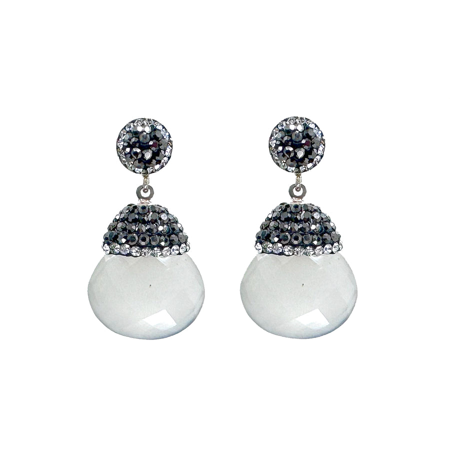 Hematite Crystal Drop Earrings-Theia Jewelry-Swag Designer Jewelry