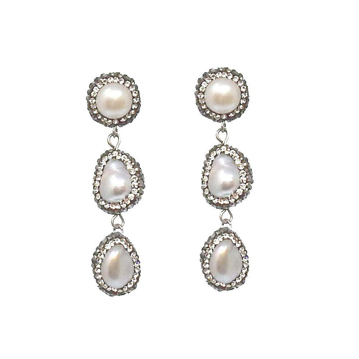 Hematite Crystal Peartl Earrings-Theia Jewelry-Swag Designer Jewelry