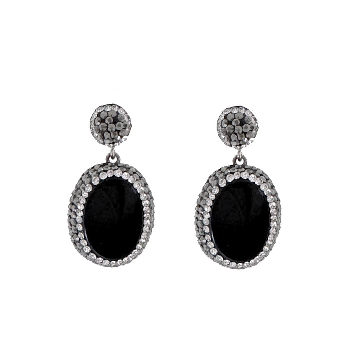 Hematite Earringss with Oval Drop
