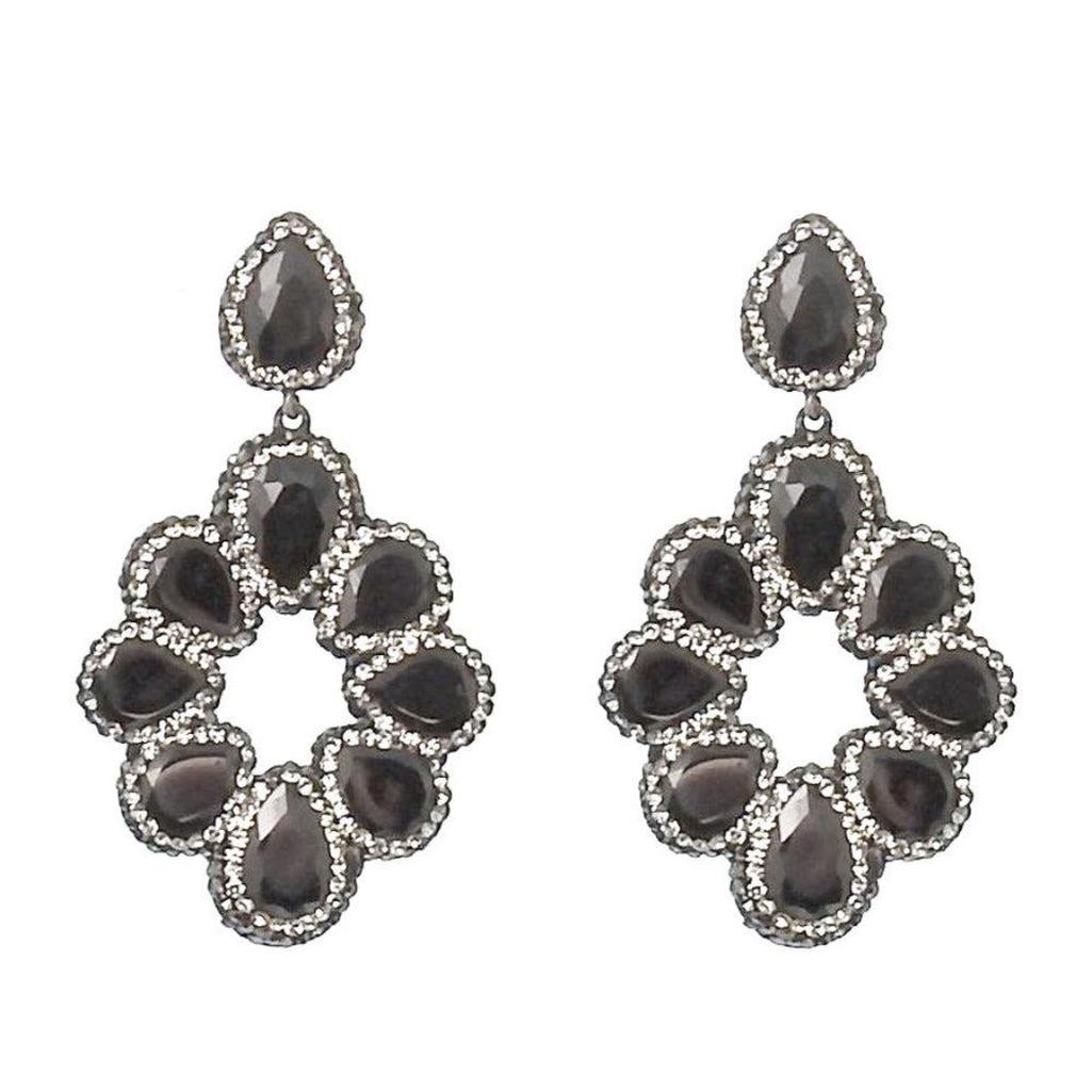 Hematite and Crystal Earrings-Theia Jewelry-Swag Designer Jewelry